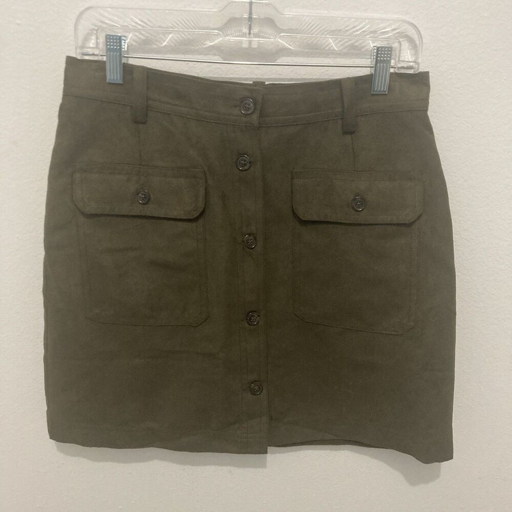Banana Republic Green Microfiber Button Front A-line Skirt 6